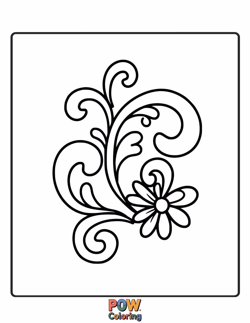 Free coloring page of Abstract patterns inspired by flowers create a modern and artistic subject, encouraging free-form and creative color application.