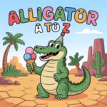 Funny Alligator themed Alphabets for kids Coloring