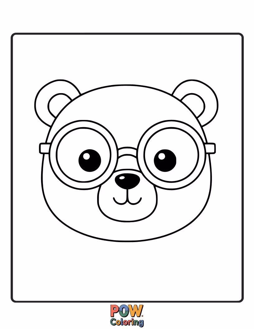 Free coloring page of A studious bear with eyeglasses, looking intelligent. Promotes a sense of wisdom and learning.