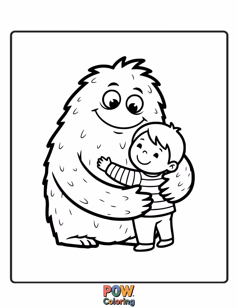 Free coloring page of The Boogeyman is actually a gentle giant who just wants to give everyone hugs.