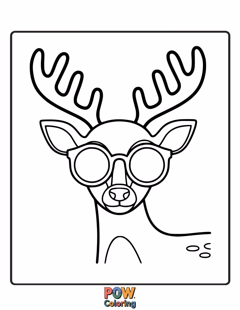 Free coloring page of A cool buck sporting oversized, mirrored sunglasses, looking like it's ready for a beach vacation.
