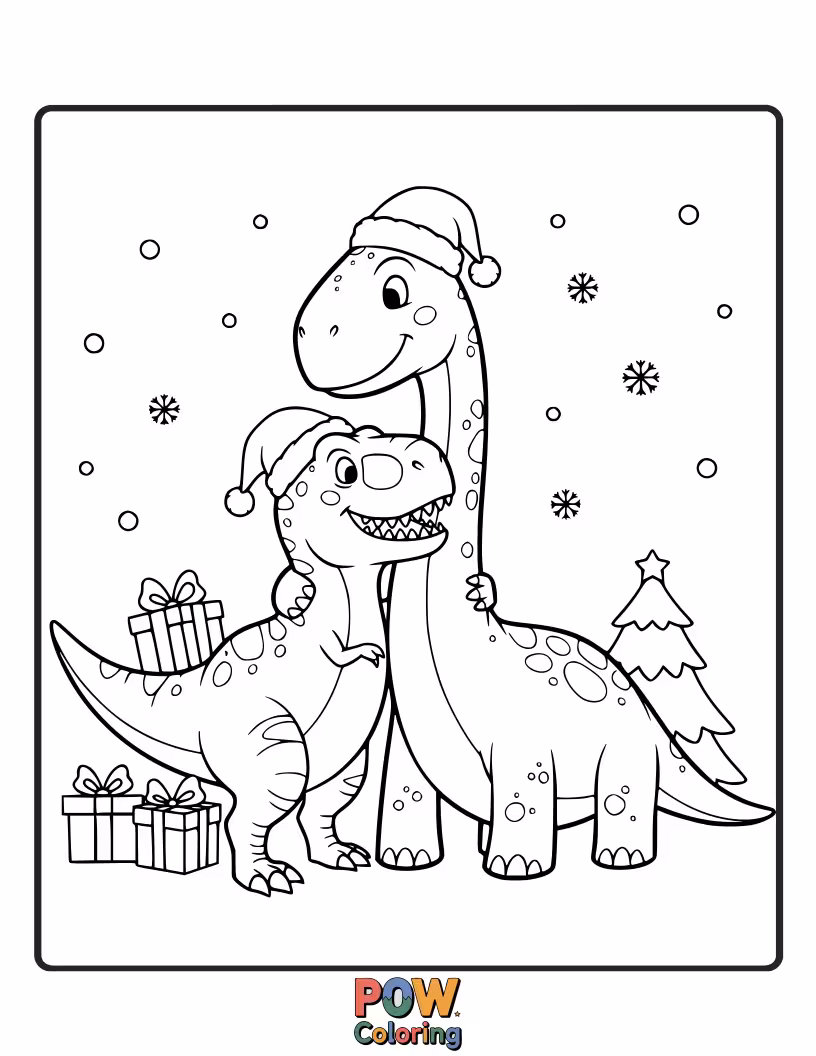 Free coloring page of A Velociraptor is giving a big, warm hug to a tiny, fluffy dinosaur.