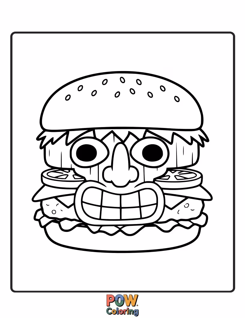 Free coloring page of A tropical twist with pineapple rings, ham, and a sweet glaze. Island vibes for your coloring.