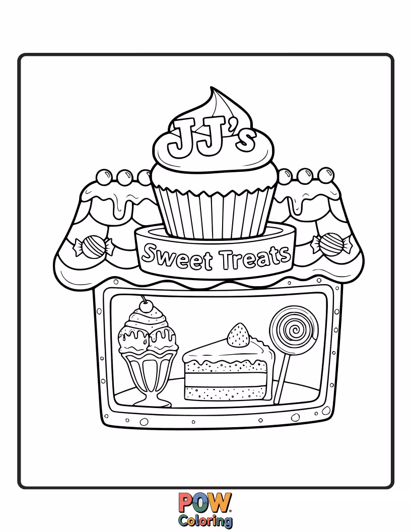 Free coloring page of JJ is enjoying a delicious ice cream cone! Color his favorite flavor and the yummy toppings on his treat.