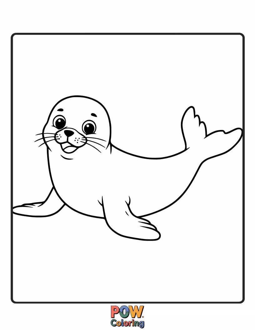 Free coloring page of A gentle seal with a friendly expression, perfect for little ones to add their favorite colors.