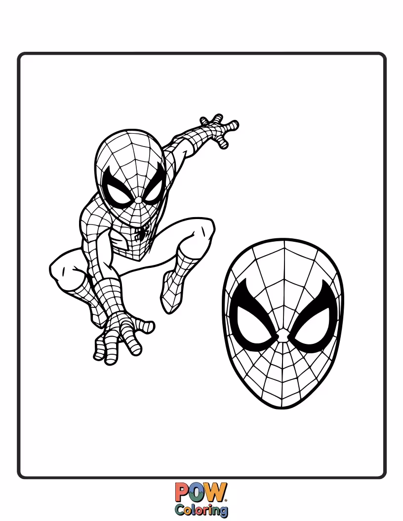 Free coloring page of A simple, clear outline of Spider-Man's mask, perfect for practicing different colors.