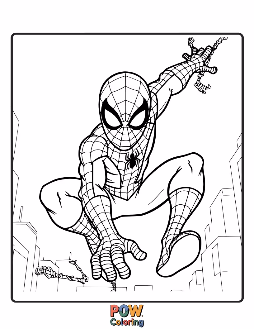 Free coloring page of A basic, happy Spider-Man with an easy-to-color smile.