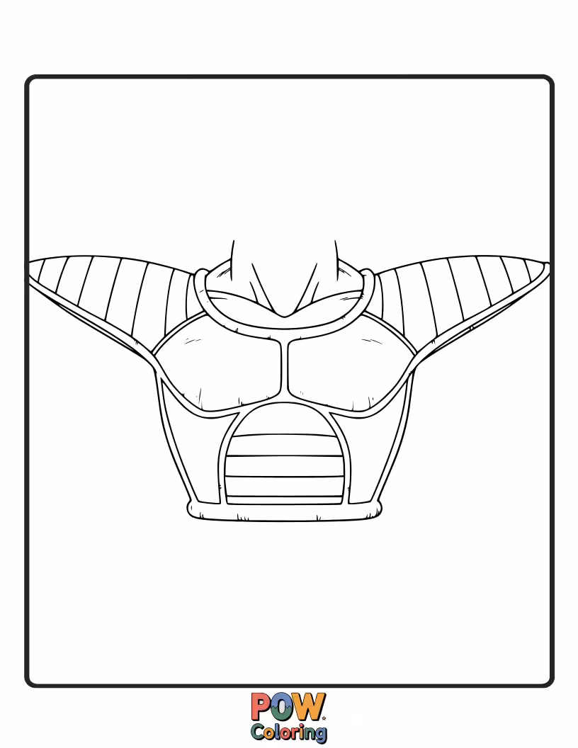 Free coloring page of Detailed depiction of Vegeta's Saiyan armor.