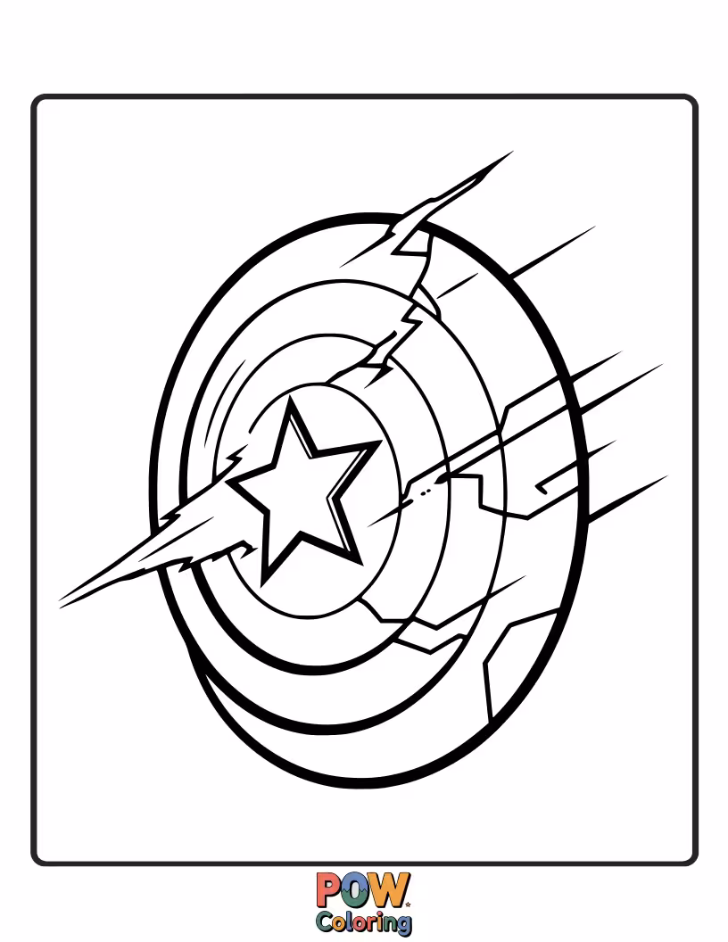 Free coloring page of Captain America uses his shield to block an incoming attack, demonstrating his defensive capabilities and resilience. This highlights his protective nature.