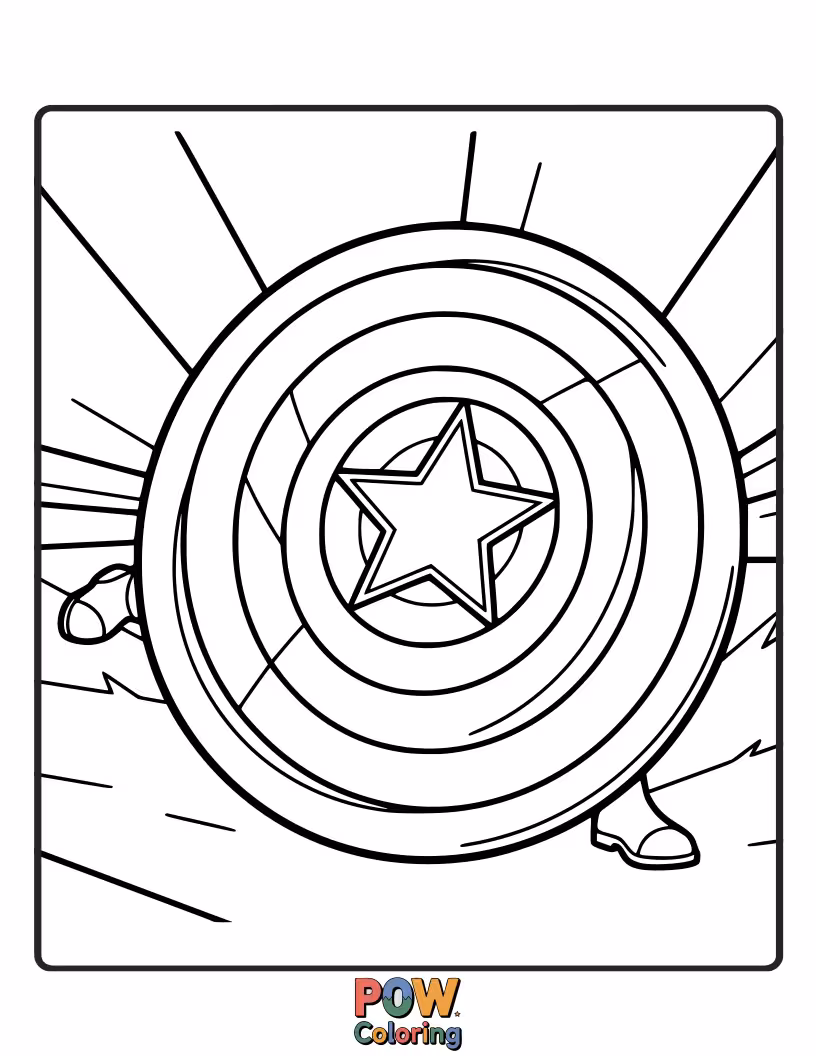 Free coloring page of Captain America uses his shield to protect civilians from an unseen threat. This emphasizes his protective instincts and selflessness.