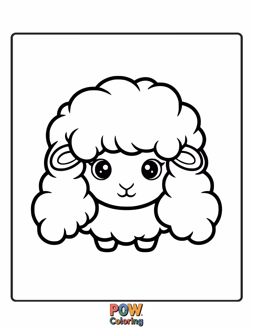 Free coloring page of A fluffy sheep looking very sophisticated with a fancy, oversized wig and a proud smile.