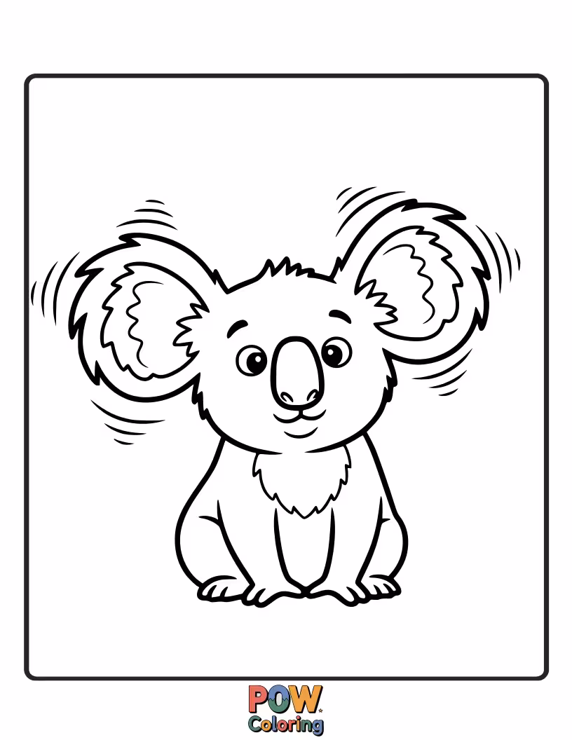 Free coloring page of This koala is wiggling its ears with immense concentration, trying to hear the rustle of distant eucalyptus.