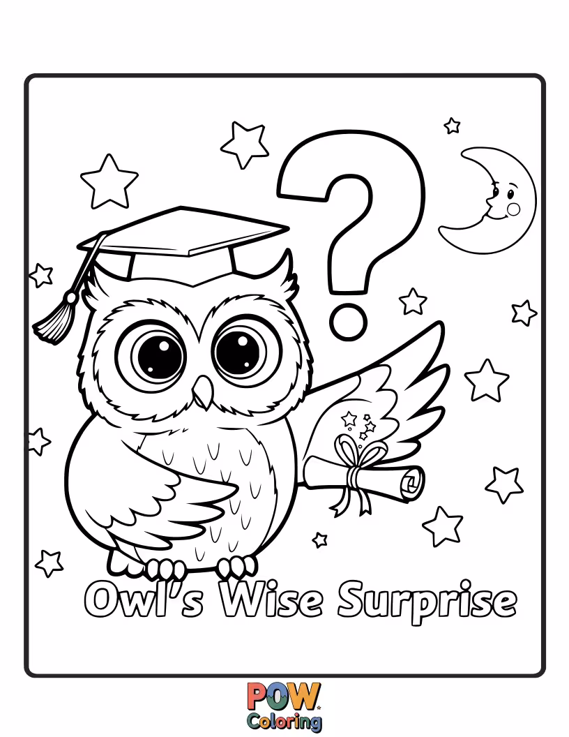 Free coloring page of A wise old owl perched on a branch, delivering a tiny, decorated Easter egg.