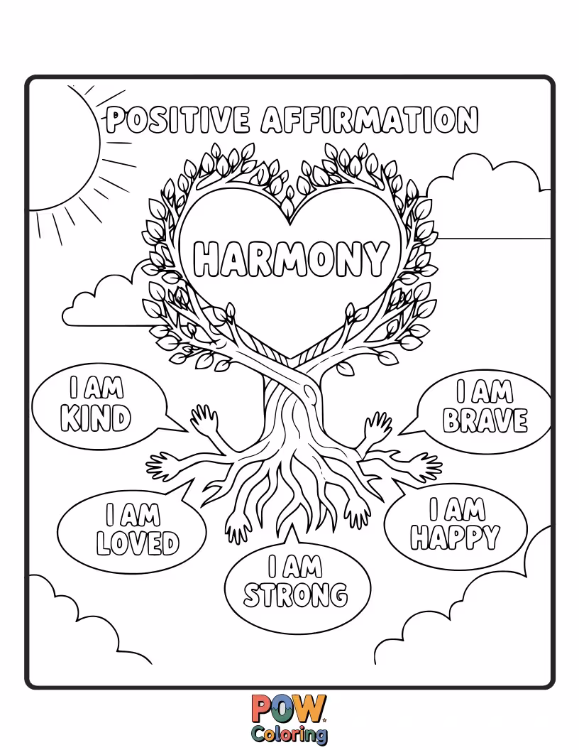 Free coloring page of Intertwined vines and gentle leaves, promoting peace, balance, and finding tranquility within yourself.