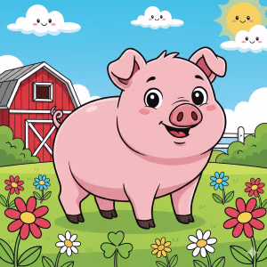 Simple And Cute Pig Coloring Pages For Kids