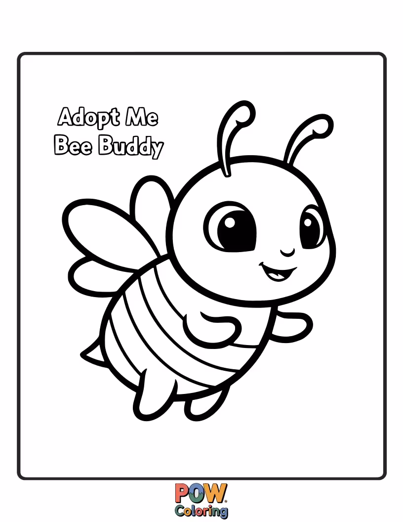 Free coloring page of A fuzzy bumblebee with a friendly smile, hovering over a giant flower. Sweet and buzzy for a cheerful coloring session.
