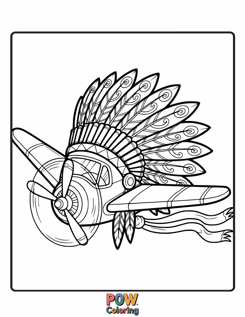 Free coloring page of A clever robot chief, with propellers and gears, designs an amazing flying contraption.