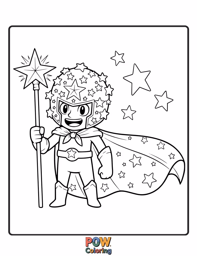 Free coloring page of A wise owl chief watches over a sleepy constellation, its feathers twinkling with starlight.