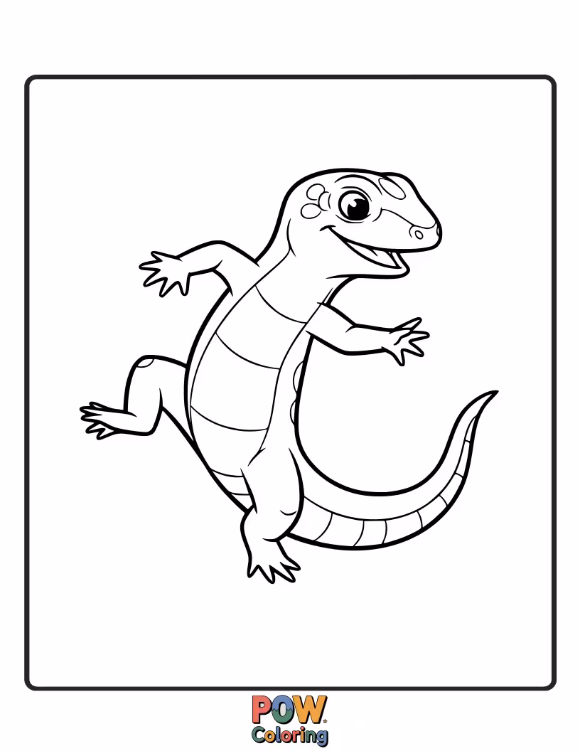 Free coloring page of An energetic skink doing a lively dance move, surrounded by musical notes.