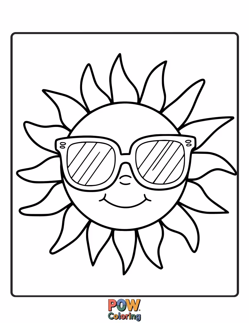 Free coloring page of Playful sunglasses featuring happy emoji faces, bringing pure joy and laughter.