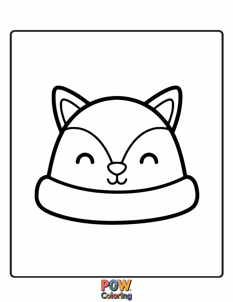 Free coloring page of A cozy, plush hat shaped like a cute fox face, with perky ears and a mischievous grin. Foxy!