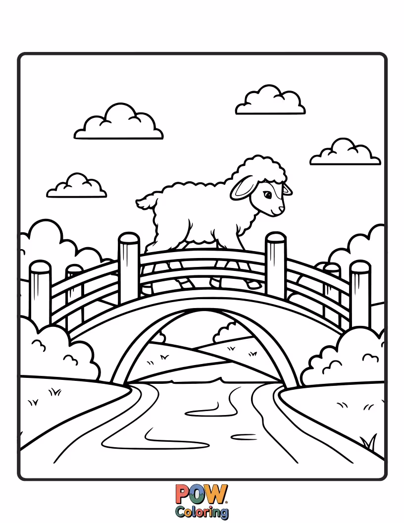 Free coloring page of A soft and tender cross featuring a sweet little lamb, symbolizing innocence and gentle care.