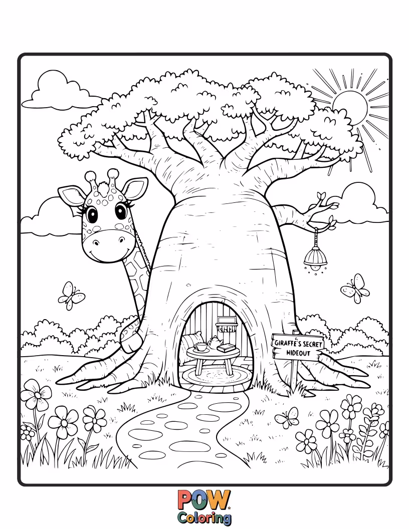 Free coloring page of A cute, fluffy bat with big, innocent eyes, wearing a tiny wizard hat and holding a glowing firefly.
