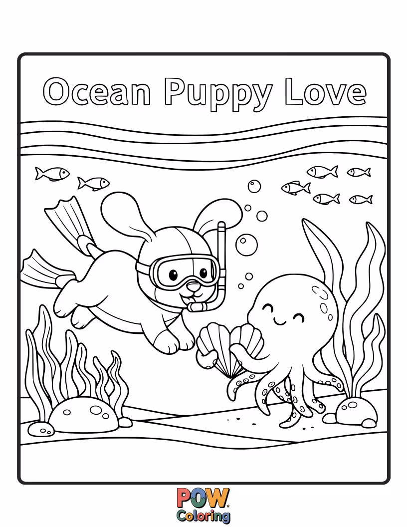 Free coloring page of A playful seal pup chasing bubbles with a delighted expression. Pure, unadulterated aquatic joy and cuteness.