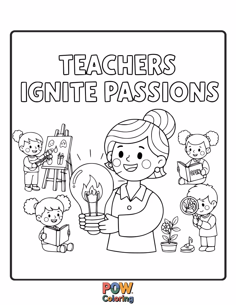 Free coloring page of A phoenix rising from a pile of books, with a teacher at its reins. Symbolizing rebirth, enthusiasm, and powerful inspiration.