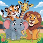 Simple Zoo Animals Coloring Sheets for kids