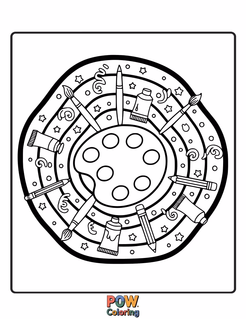 Free coloring page of An artist paints flowing, iridescent ripples of color, creating a beautiful, abstract visual poem. Serene and mesmerizing artistry.