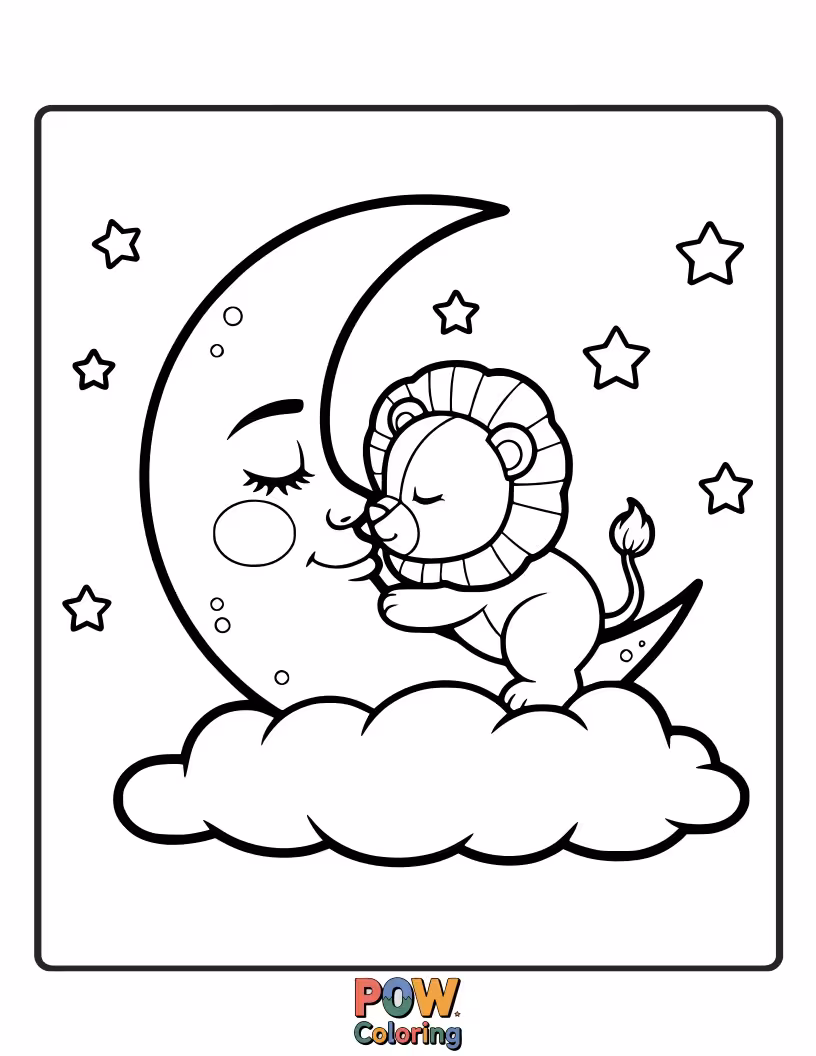 Free coloring page of A beautiful cub bathed in soft moonlight, looking serene and magical. Ethereal beauty.
