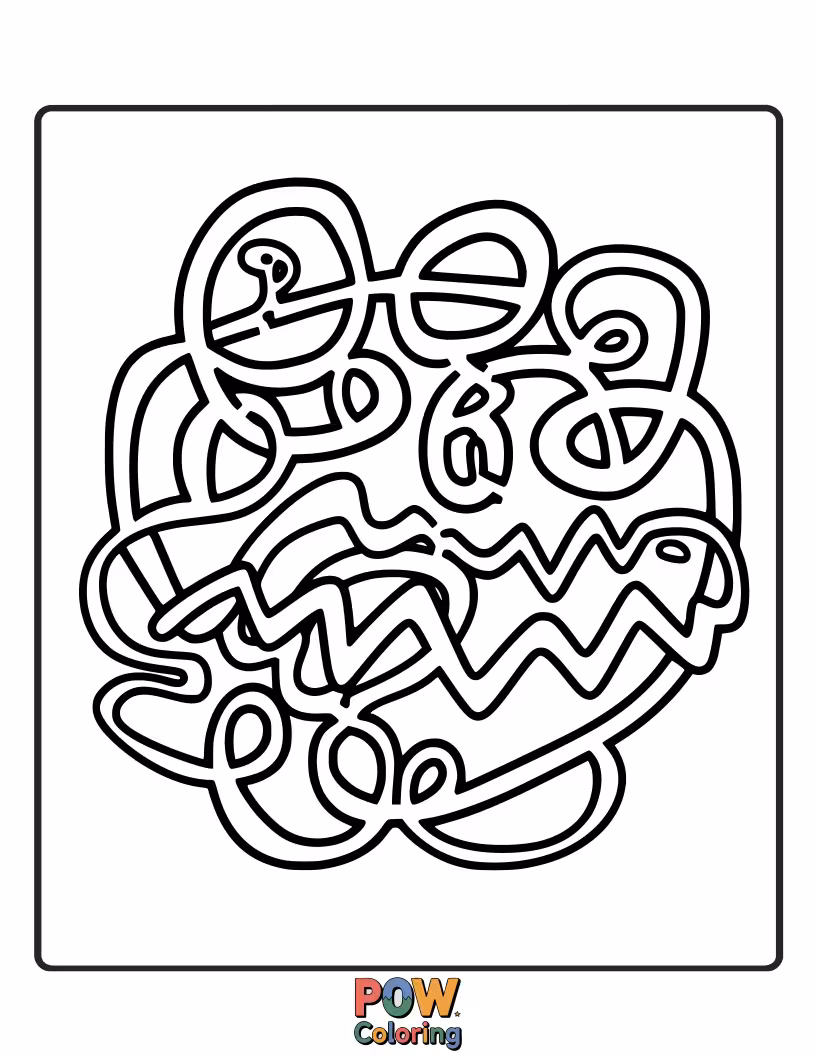 Free coloring page of A messy but happy baby creating abstract art with oversized, colorful crayons. Artistic expression in progress!