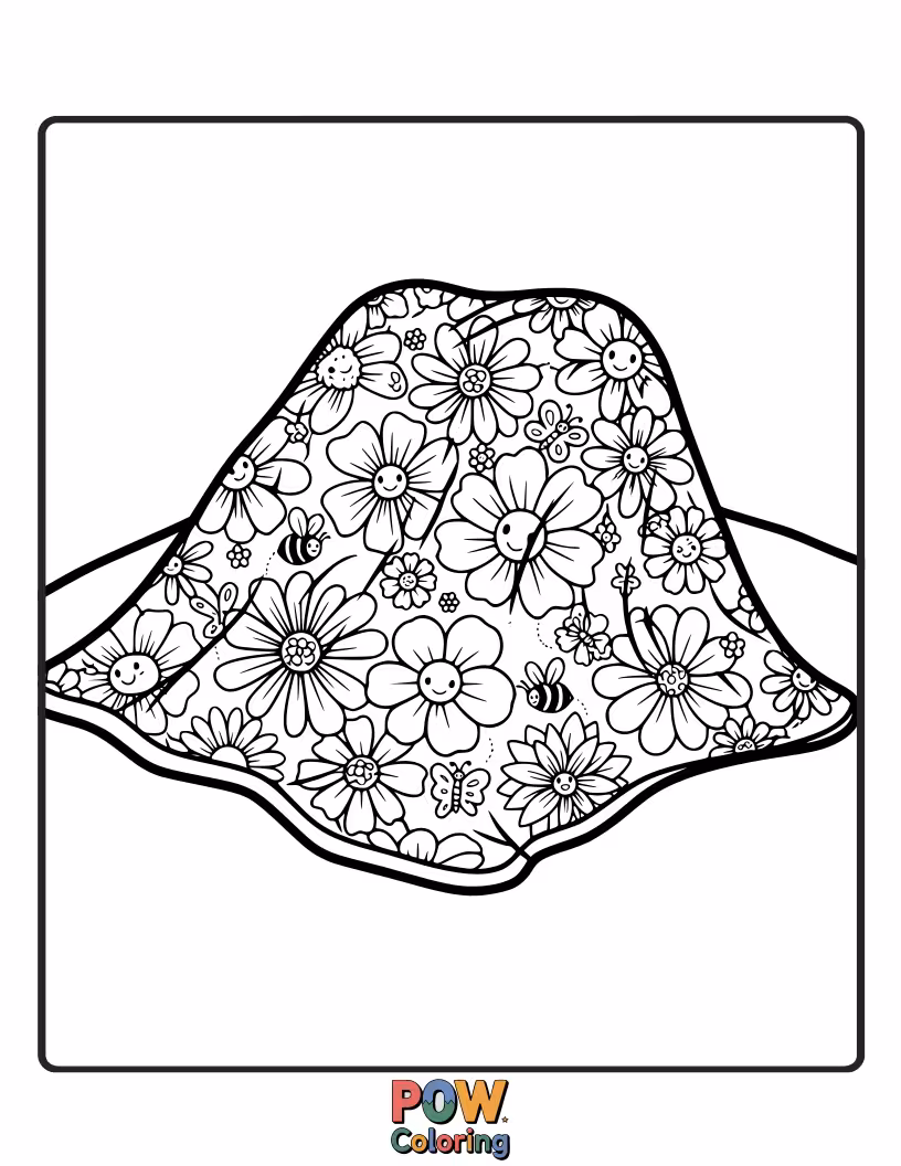 Free coloring page of Delicate flowers and leaves creating a beautiful and natural blanket pattern.