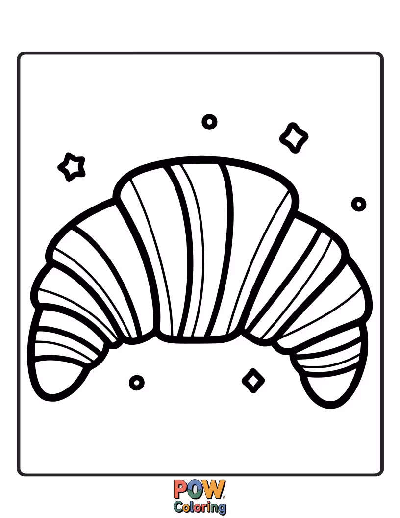 Free coloring page of Croissant with red and white candy cane stripes.