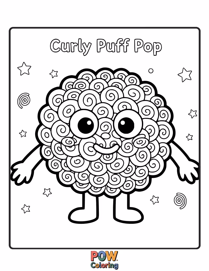 Free coloring page of A tiny afro puff with a determined little expression peeking out.
