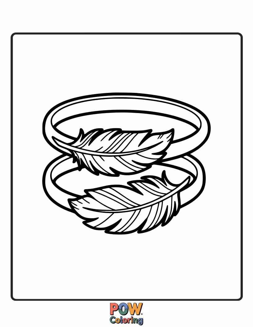 Free coloring page of Delicate feather outlines are interspersed with simple beads on this elegant bracelet. Graceful and beautiful.