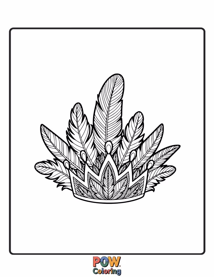 Free coloring page of A small, elegant feather designed to look like a delicate crown, fit for a little queen or king.