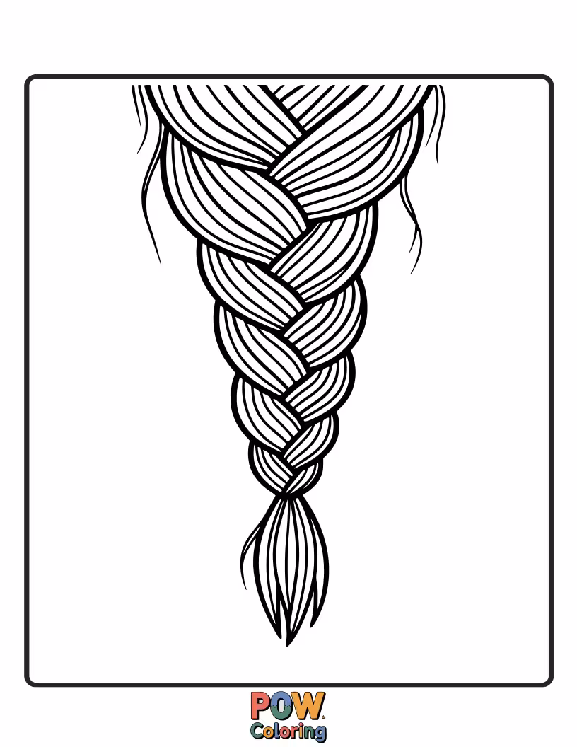 Free coloring page of A detailed fishtail braid showcasing its intricate woven texture.