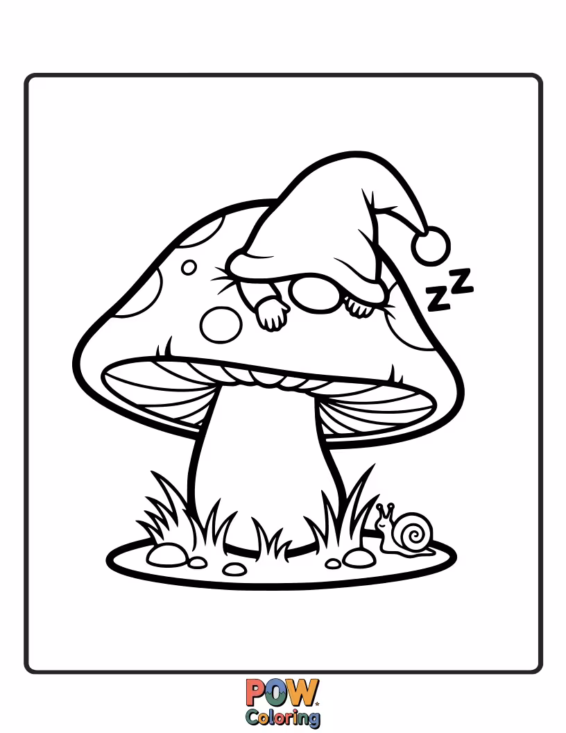 Free coloring page of A whimsical pillow shaped like a mushroom, perfect for a little gnome to rest upon. Color its enchanted forest feel.