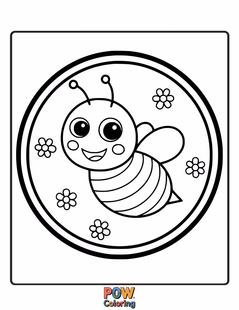 Free coloring page of A cute rug shaped like a happy, buzzing bee. Add bright yellow and black for a cheerful, sweet design.