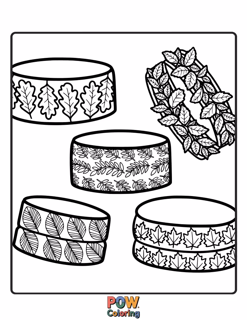Free coloring page of Delicate leaf outlines create a beautiful and natural pattern on this bracelet. Bring the outdoors in.