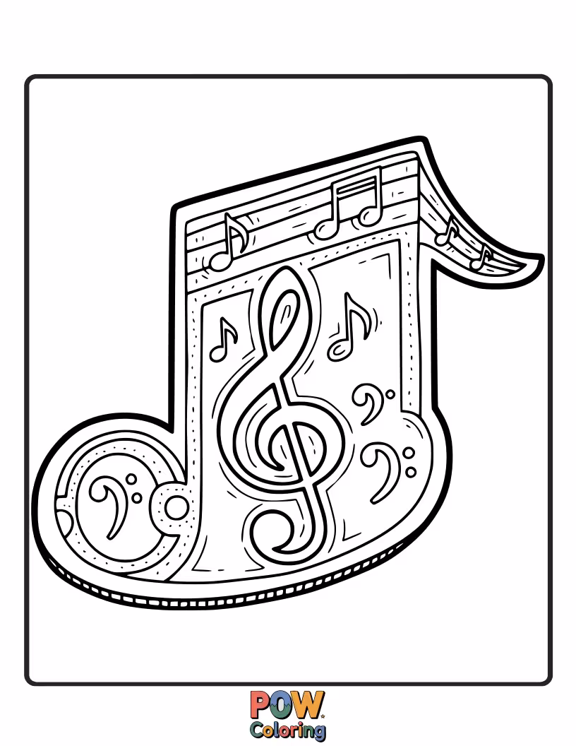 Free coloring page of A rug adorned with a simple, elegant music note. A beautiful and creative design for music lovers.