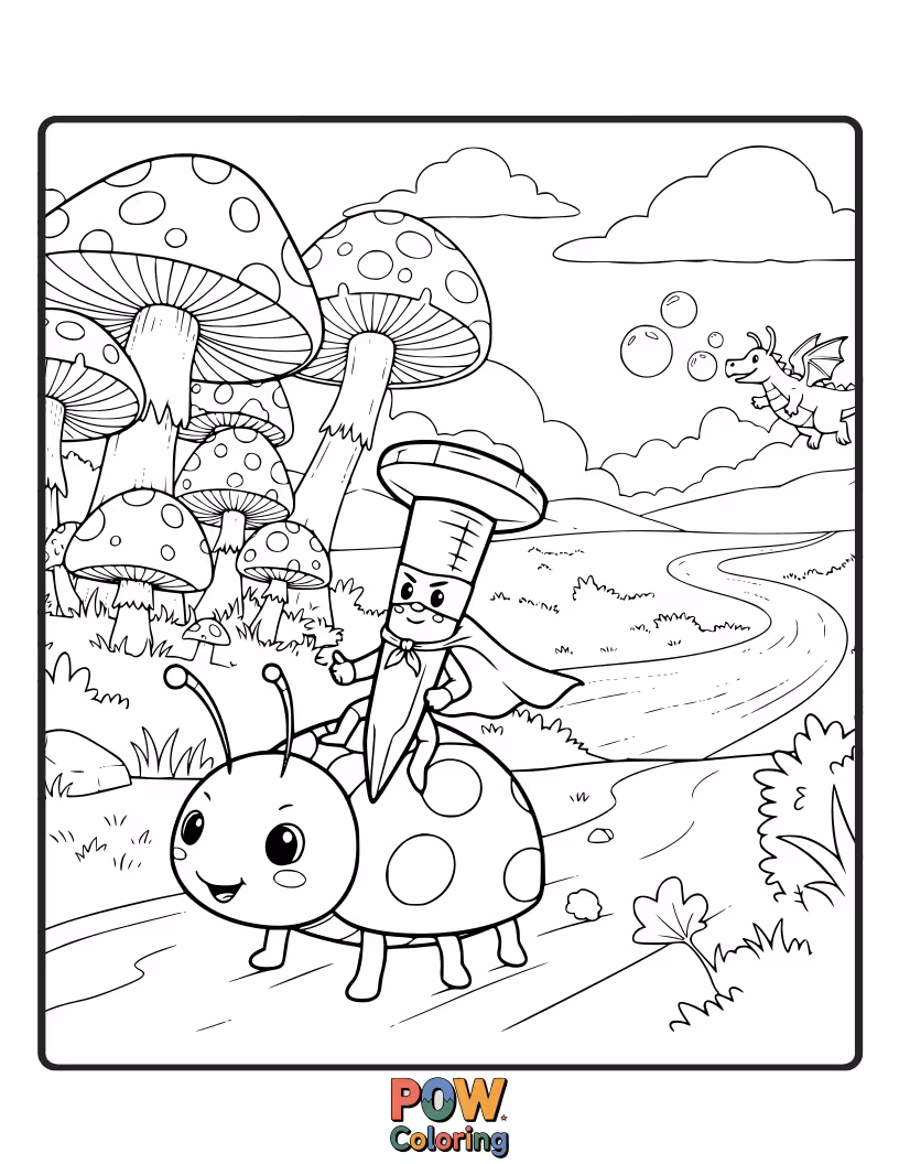 Free coloring page of A small, brave nail setting out on an adventure to build a birdhouse.