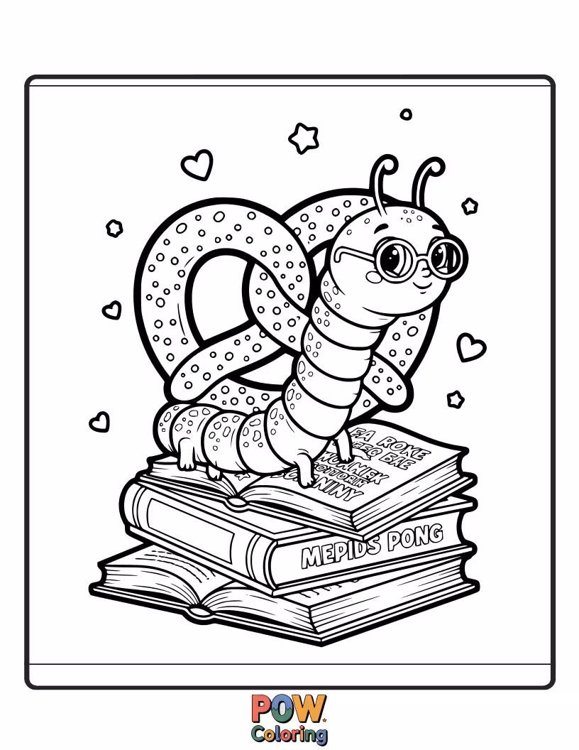 Free coloring page of A pretzel engrossed in reading a tiny book. A cute and studious character for creative coloring.