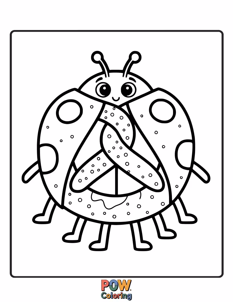 Free coloring page of A pretzel sharing a moment with a friendly ladybug. A sweet and nature-inspired design.