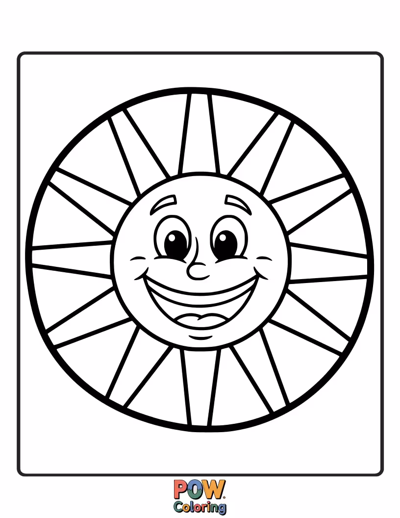 Free coloring page of A cheerful rug shaped like a smiling sun. Bring warmth and joy to your coloring with this bright design.