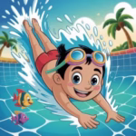 Swimming Coloring Sheets for younger kids