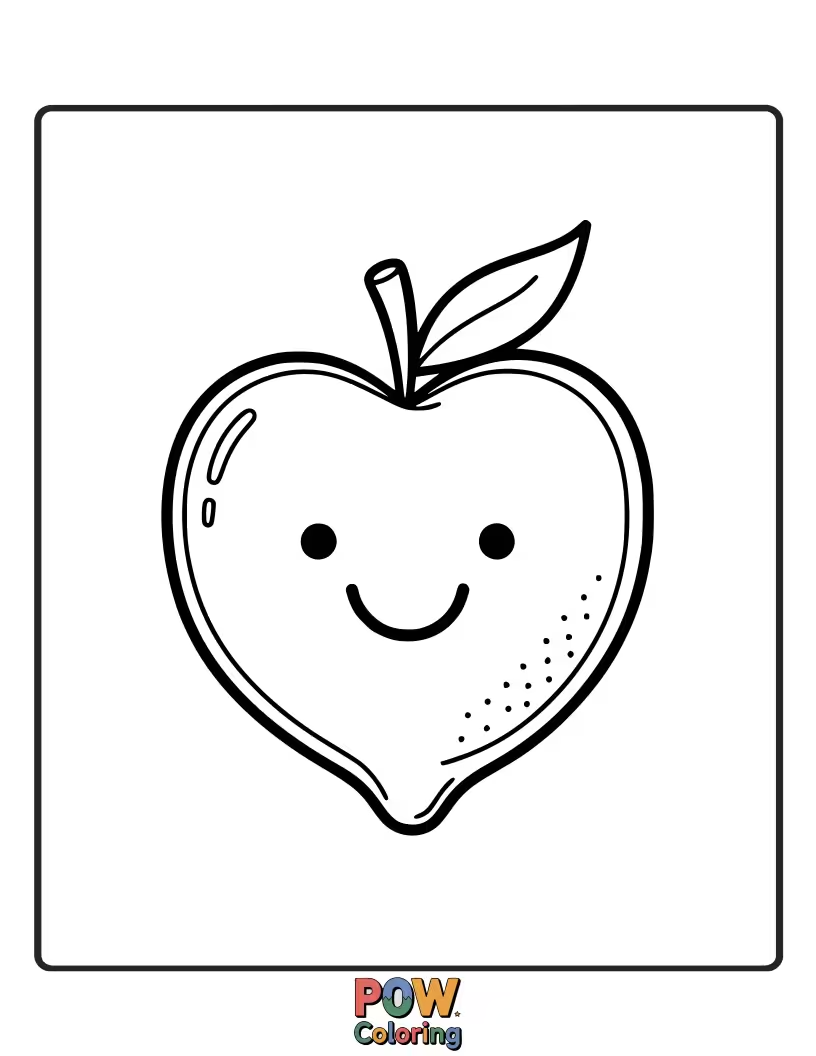 Free coloring page of A simple lemon with a heart shape incorporated into its smile. A sweet and loving gesture.