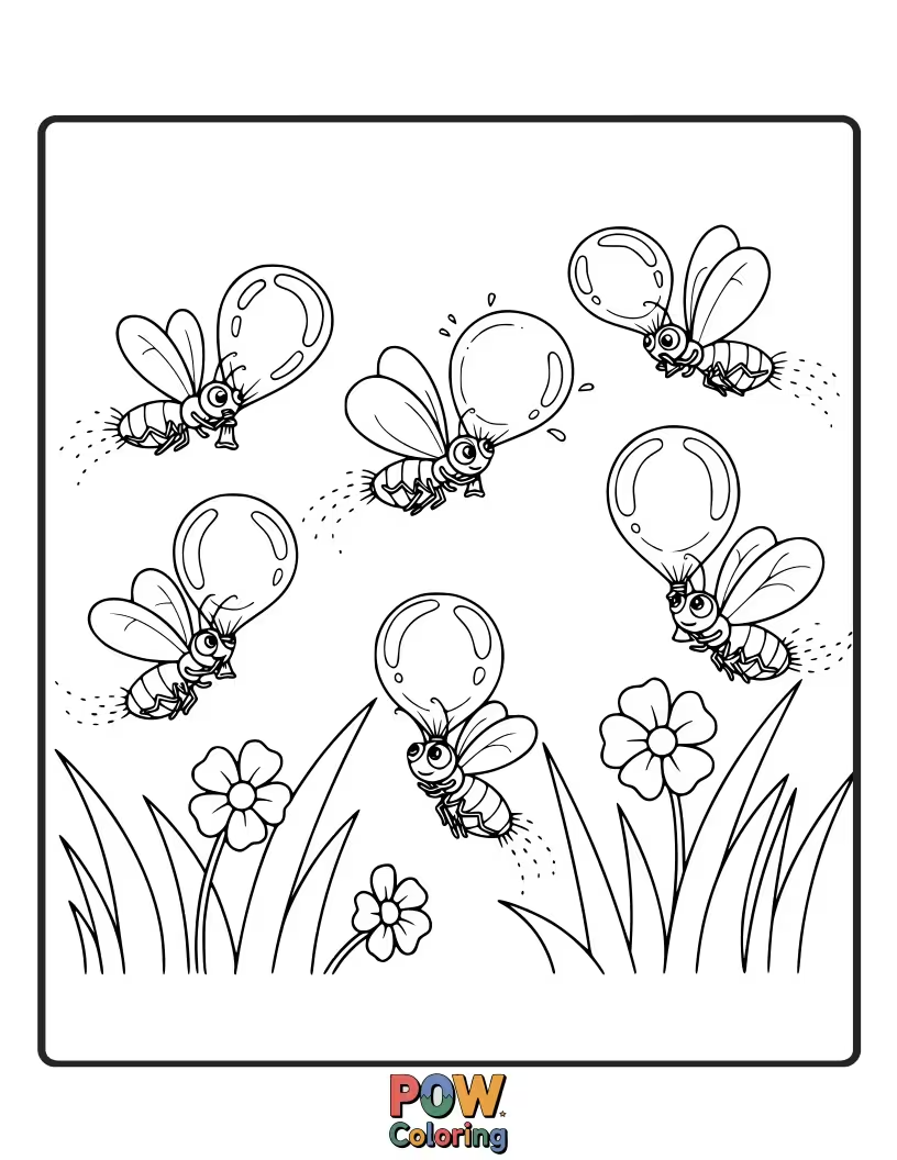 Free coloring page of A water balloon emitting a gentle, warm glow, like a magical firefly on a summer night.